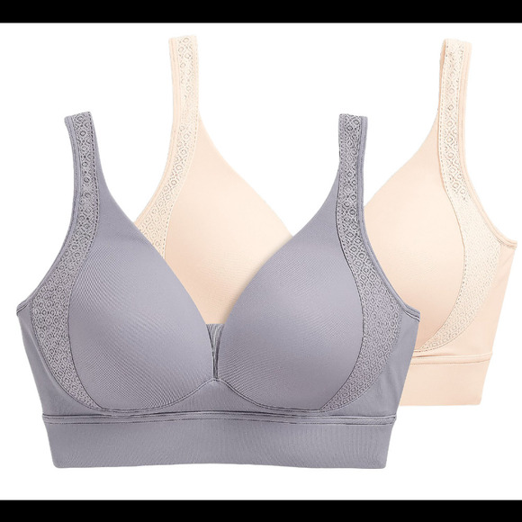 Jockey 2-pack Forever Fit Cup Lace Bra Gray/Blush - - Picture 1 of 1